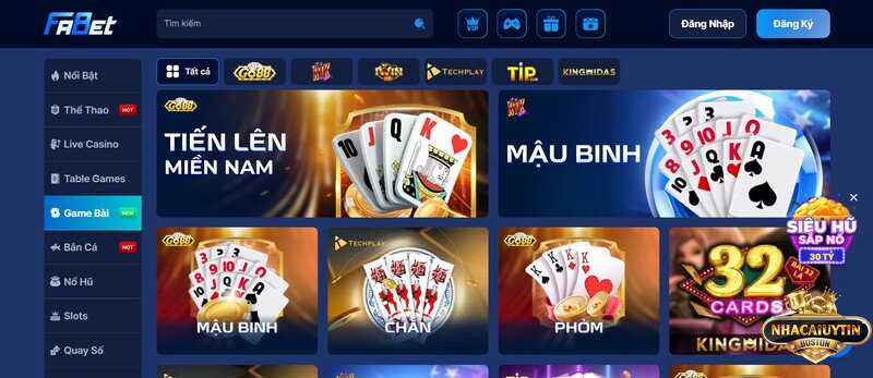 Fabet - Nhà cái cá cược hàng đầu, cá cược không giới hạn Trải nghiệm chơi game bài đa dạng tại Fabet