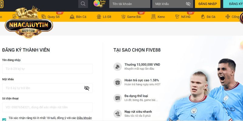 FIVE88 – Sân chơi cá cược đỉnh cao, săn thưởng cực dễ dàng Hướng dẫn tạo tài khoản