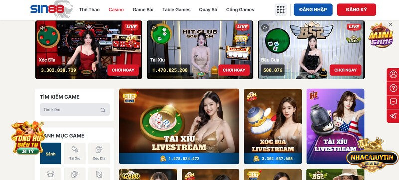 Sin88 - Trải nghiệm cá cược cùng nhà cái đẳng cấp từ Singapore Cá cược Live Casino đáng thử nhất tại Sin88