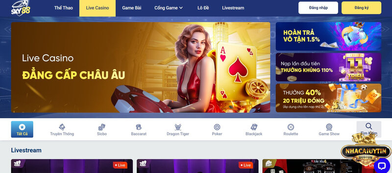 Sky88 - Địa chỉ cá cược đẳng cấp, săn ngay tiền tỷ Trải nghiệm cược Casino Live hấp dẫn cùng Sky88